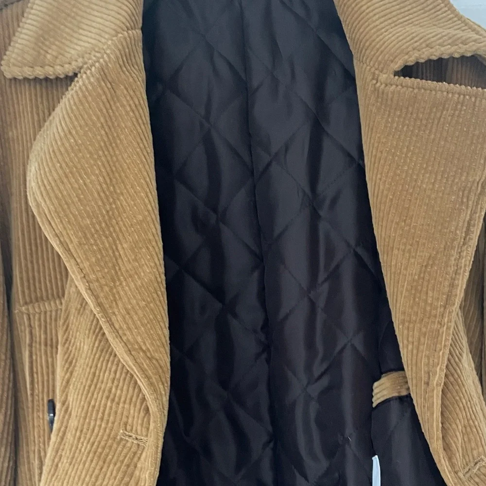 Zara Men's Camel Corduroy Lined Coat - Picture 4 of 5